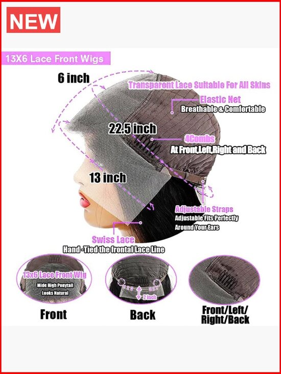 14 Inch Bob Wig Human Hair 13x6 Frontal Lace Wig 200% Density Pre Plucked Short main image 5